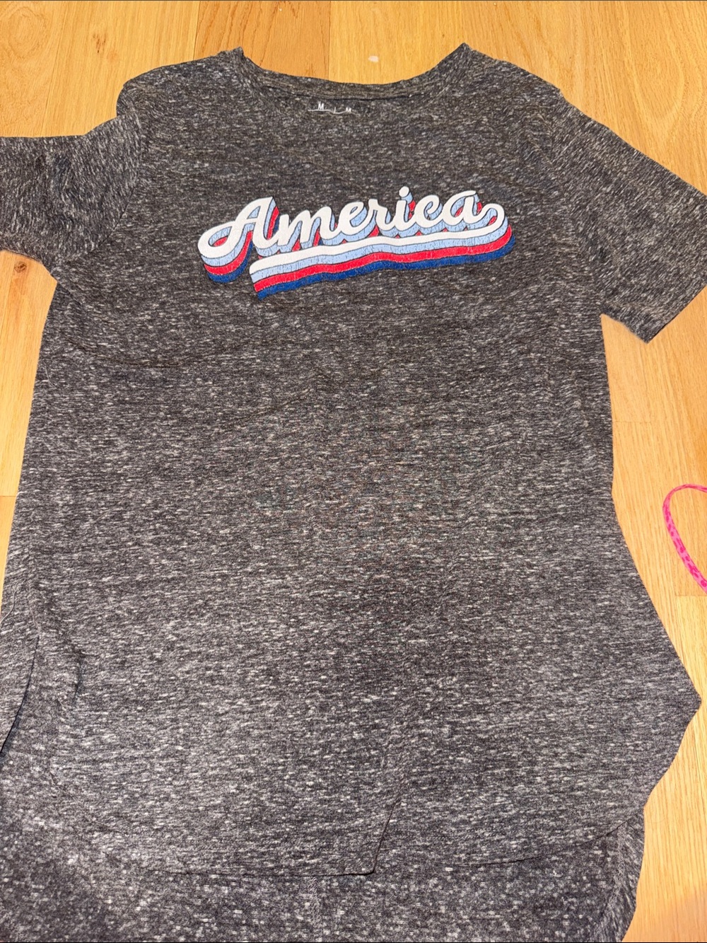 Gray Heather 'America' Graphic Tee with Red & Blue Accent